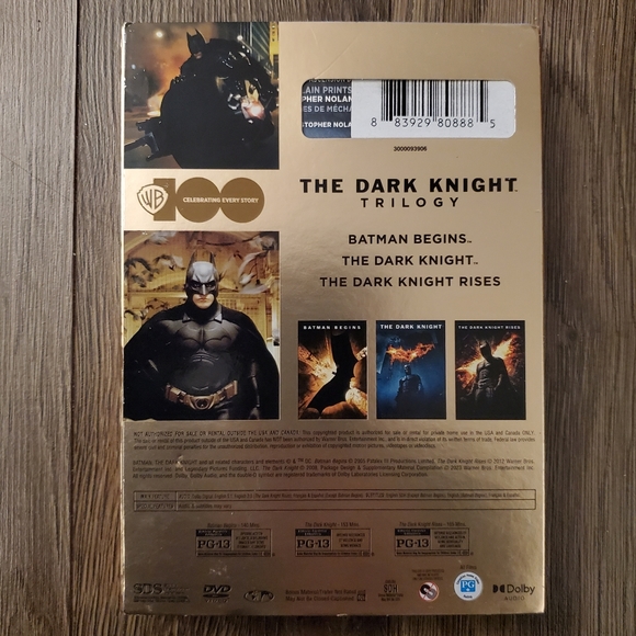[New] Dark Knight Trilogy (Special Edition) (DVD) Warner Brothers 100 Edition - Picture 2 of 5